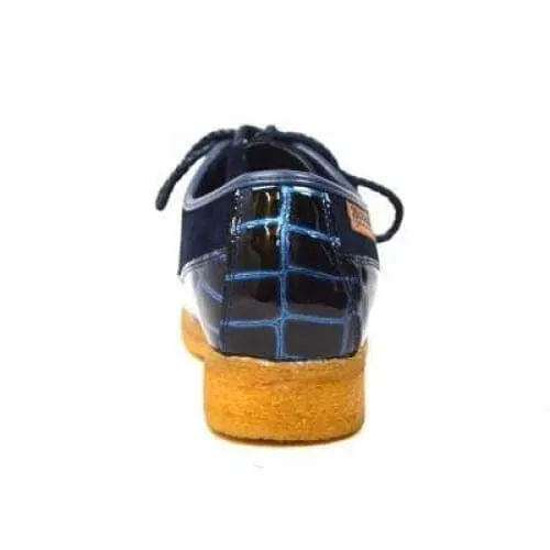 British Walkers Crown Croc Men's Navy Blue Crocodile Leather and Suede Limited Edition Style