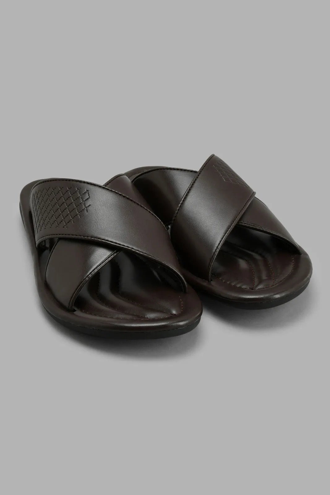 Brown Criss Cross Strap Sandal
