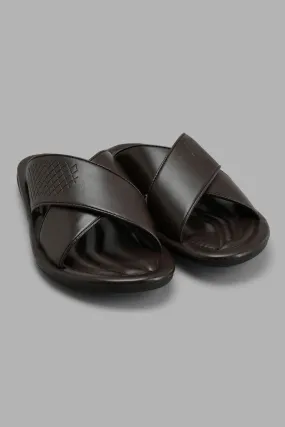 Brown Criss Cross Strap Sandal