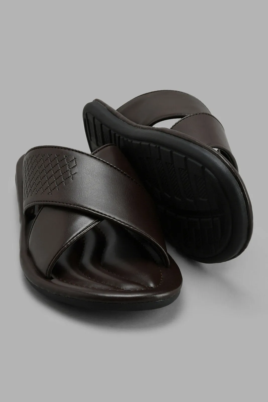 Brown Criss Cross Strap Sandal