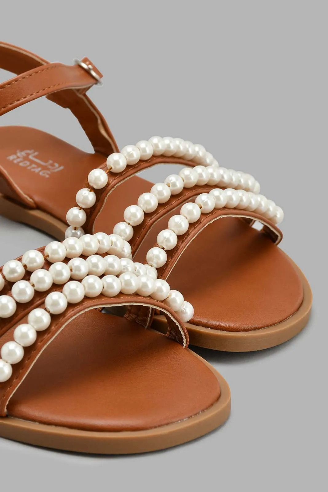 Brown Pearl Trim Sandal