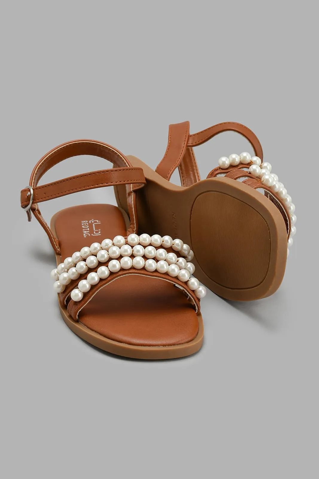 Brown Pearl Trim Sandal