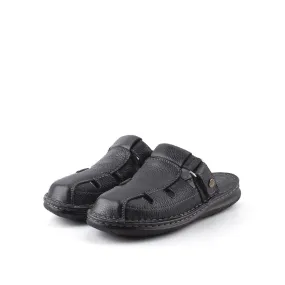 camel active Leather Covered Toe Slip On Sandals Men Black KINGLEY-892411-FF3SV-1
