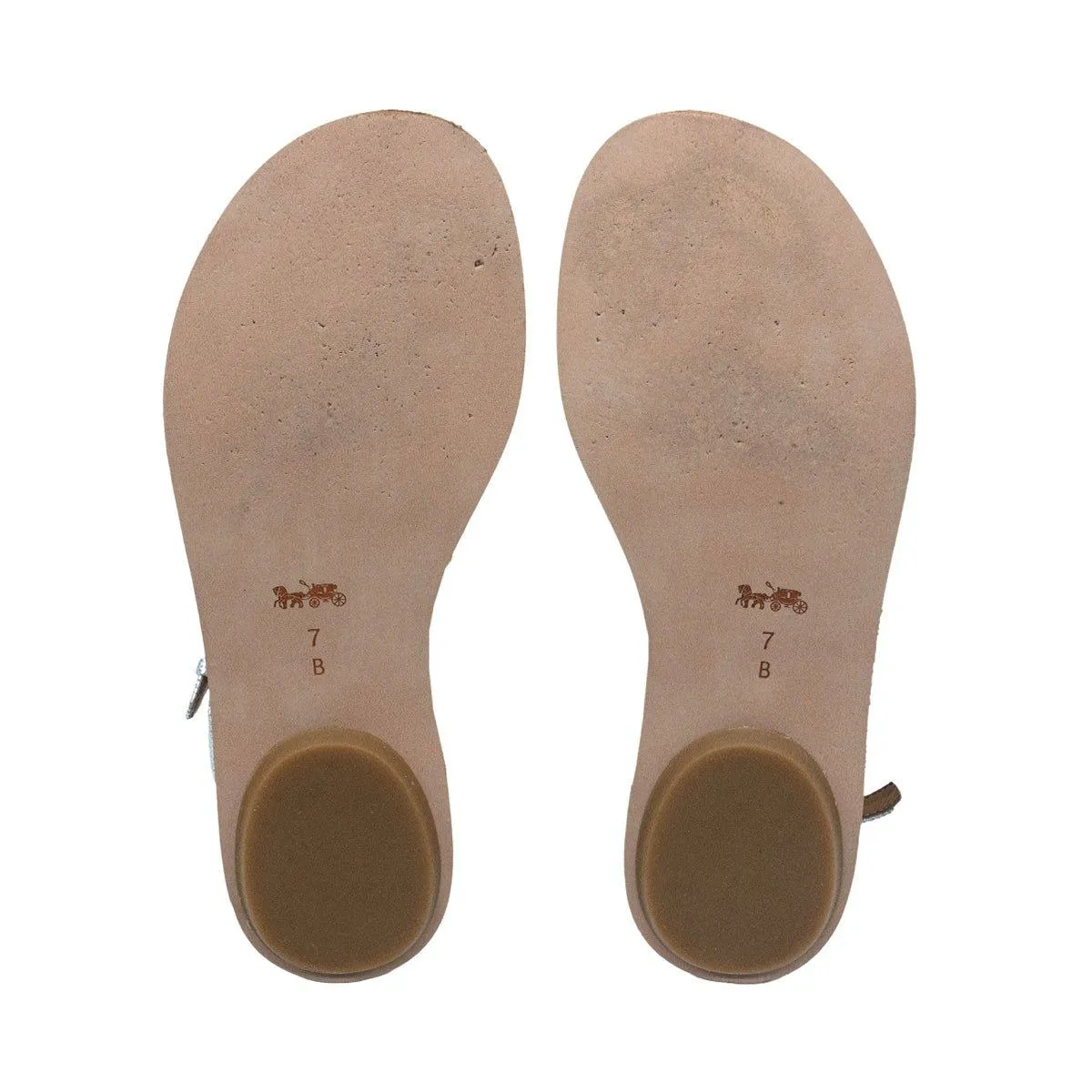Coach Cheyanne Strap Flat Sandals Leather Silver Colour For Women
