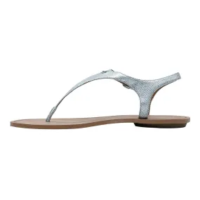 Coach Cheyanne Strap Flat Sandals Leather Silver Colour For Women