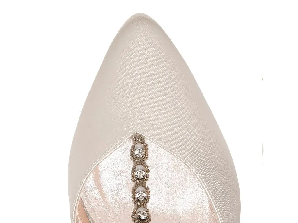 Cordellia Ivory Satin Heels | Rainbow Club Shoes