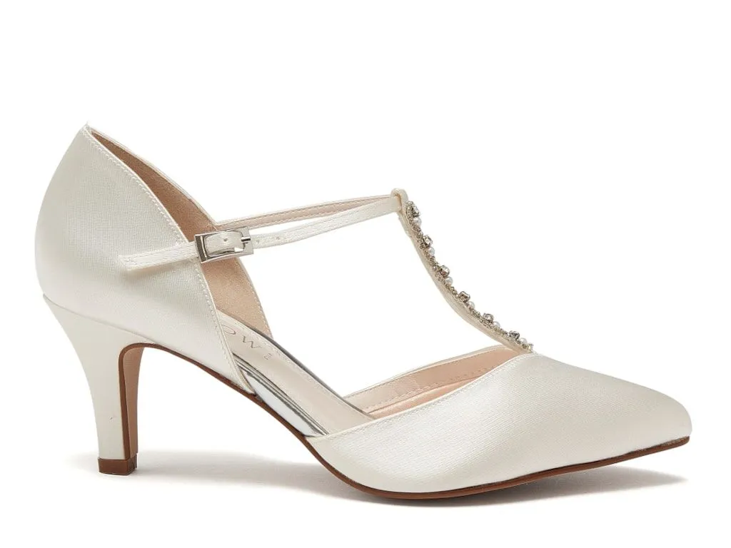 Cordellia Ivory Satin Heels | Rainbow Club Shoes