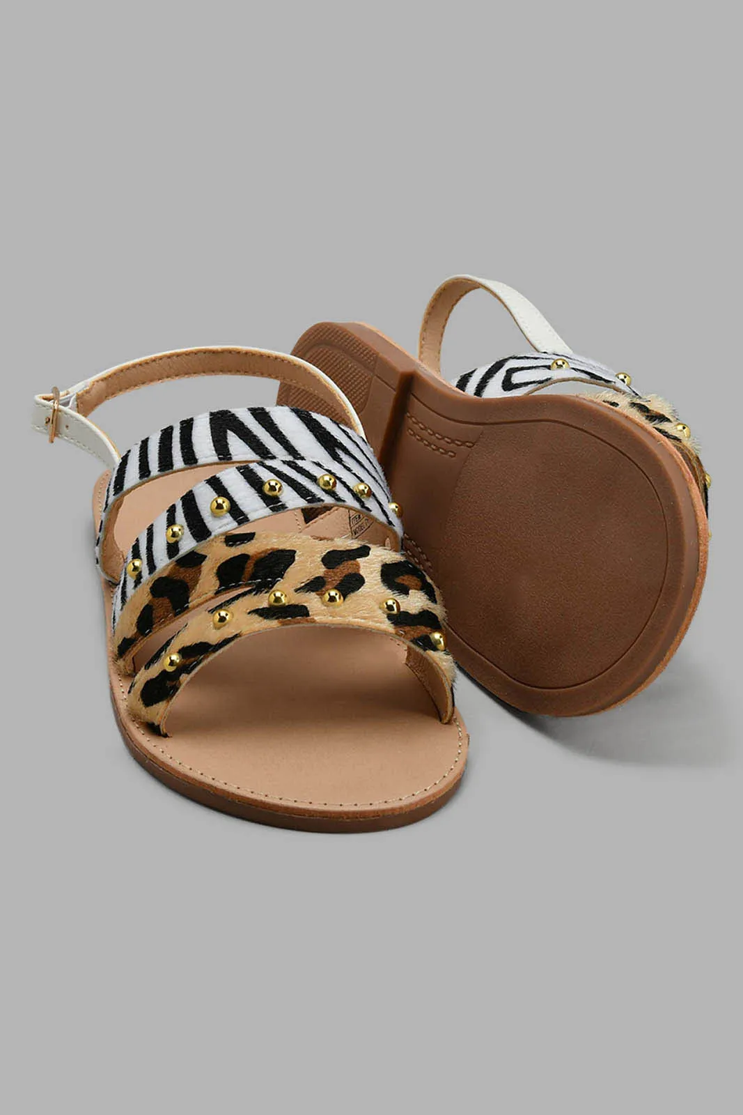 Cream Multicolour Strap Sandal