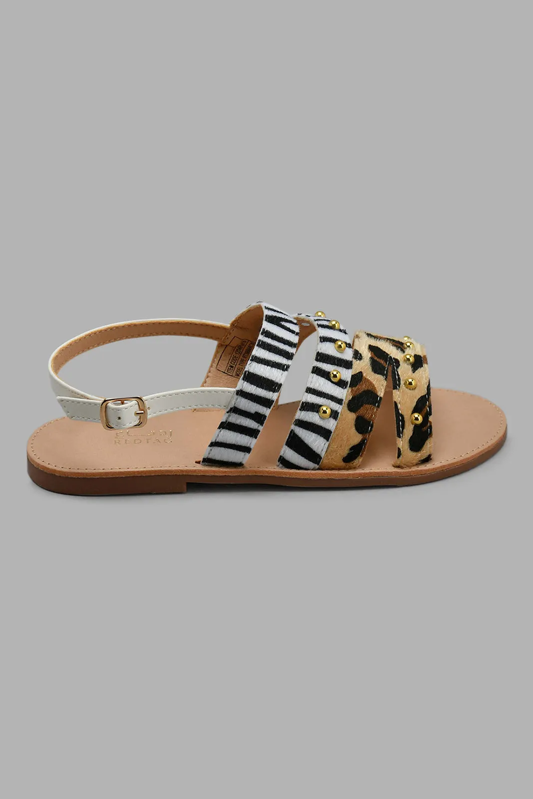 Cream Multicolour Strap Sandal