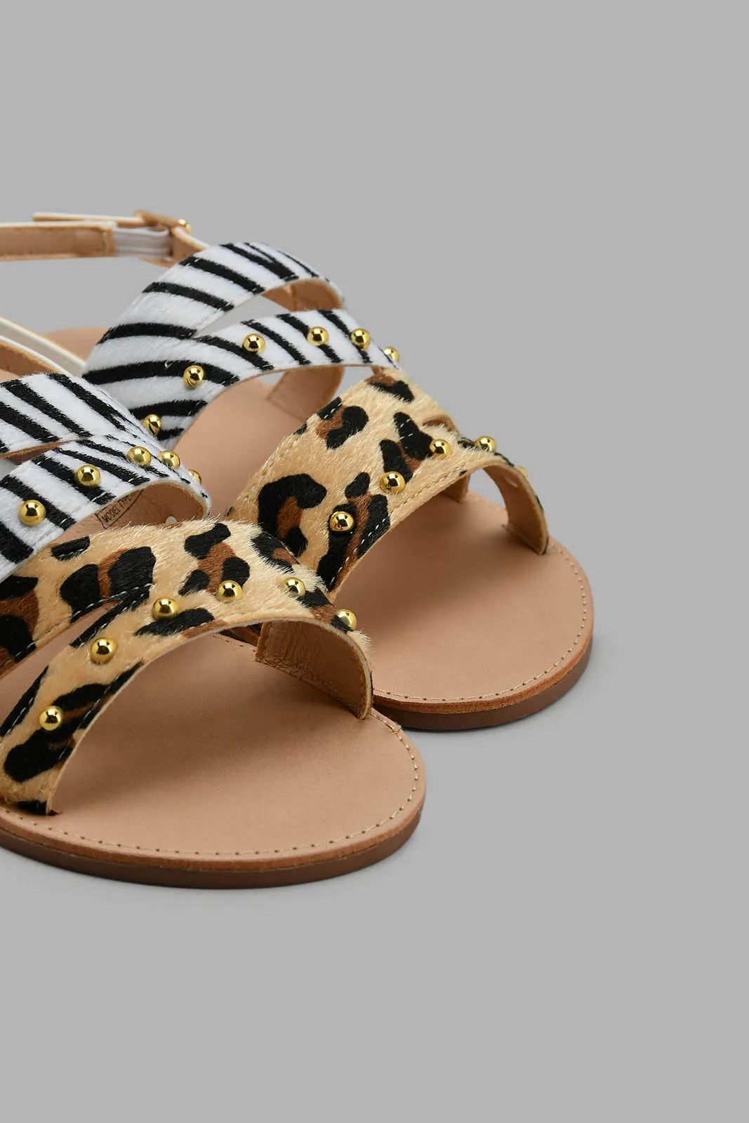 Cream Multicolour Strap Sandal