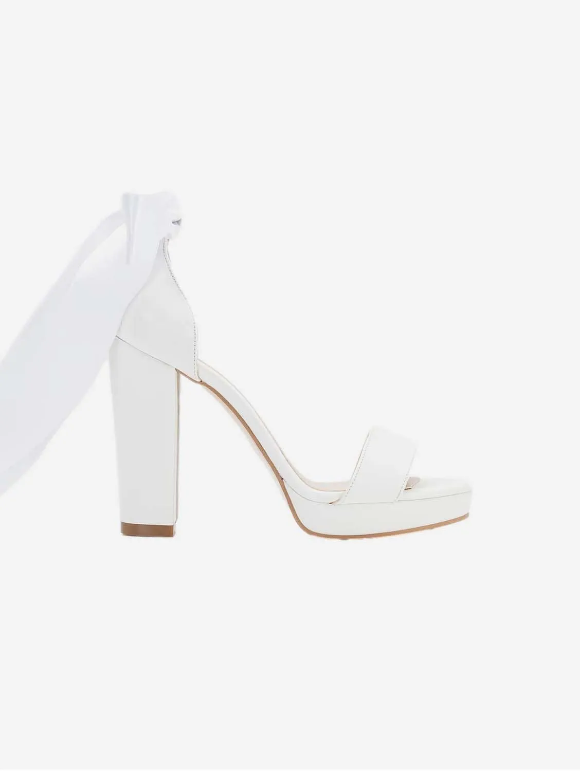 Daphne Ribbon Platform Wedding Sandals | Ivory