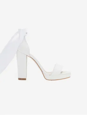 Daphne Ribbon Platform Wedding Sandals | Ivory