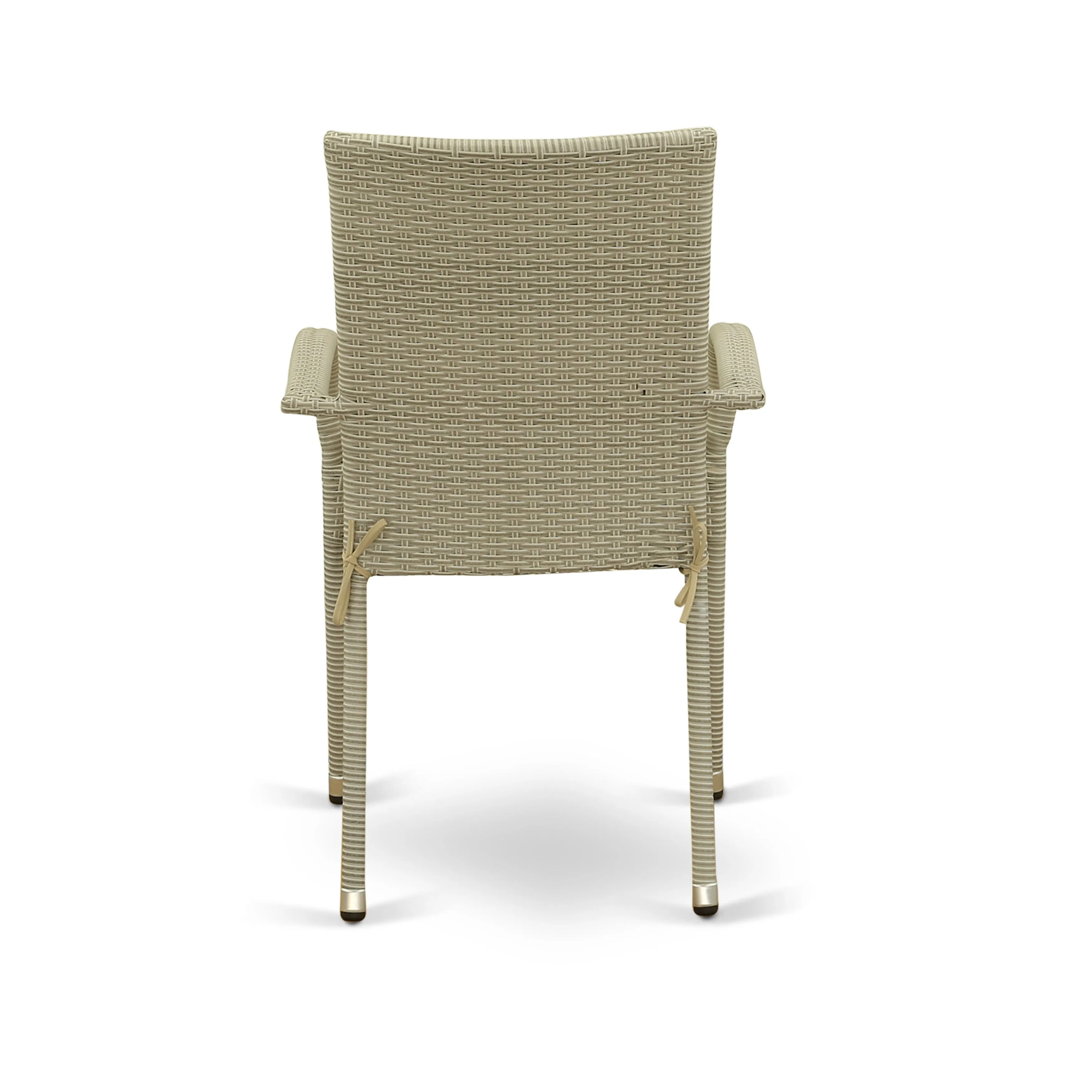 East West Furniture JUGU7-03A 7 Piece Wicker Patio Furniture Set Consist of a Rectangle Outdoor Table with Glass Top and 6 Balcony Backyard Armchair with Cushion, 36x60 Inch, Natural Linen