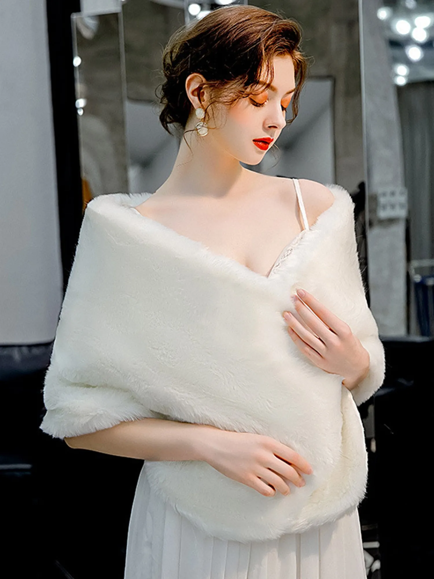 Faux Fur Bridal Wedding Shawl Wrap