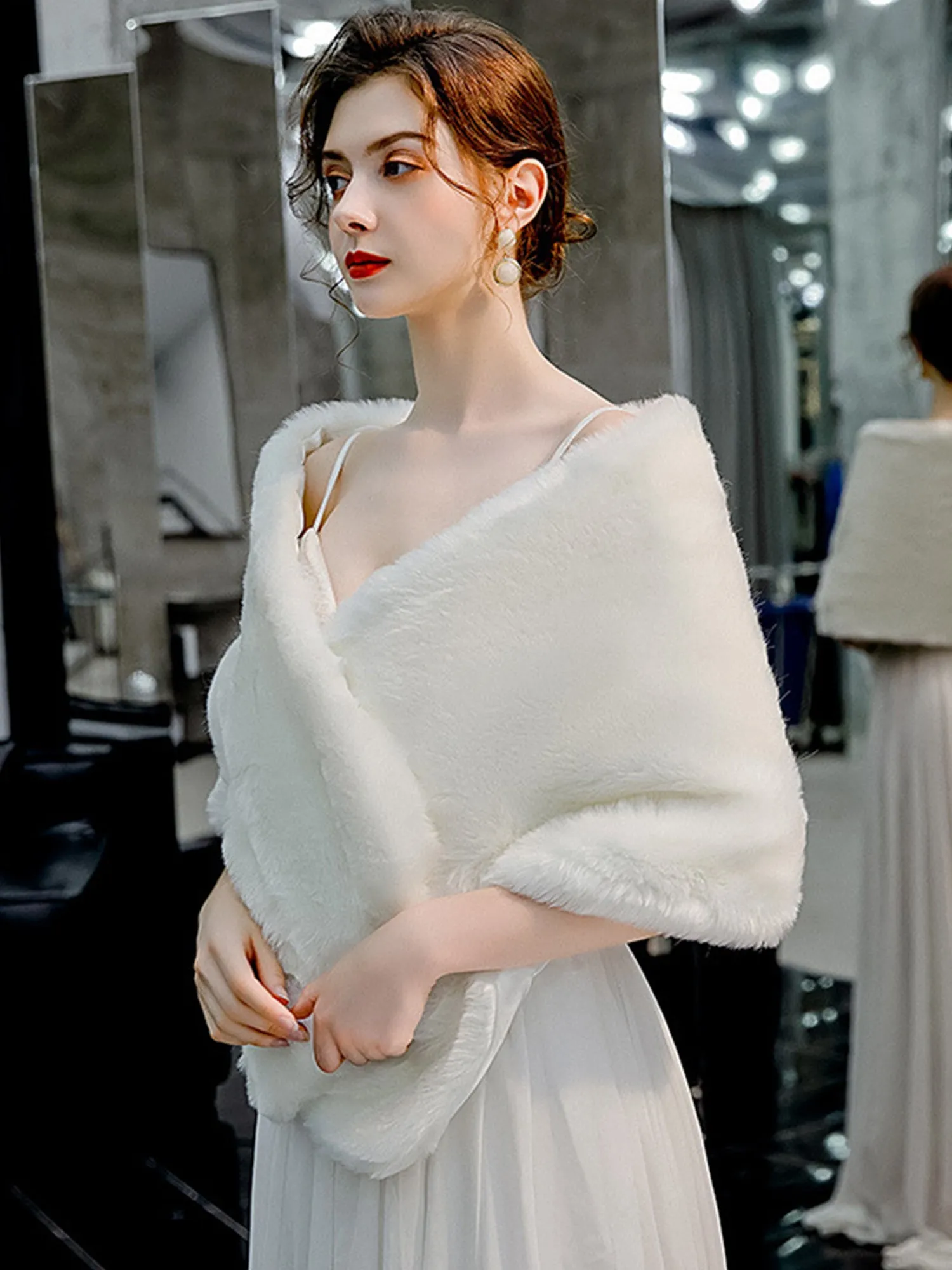 Faux Fur Bridal Wedding Shawl Wrap