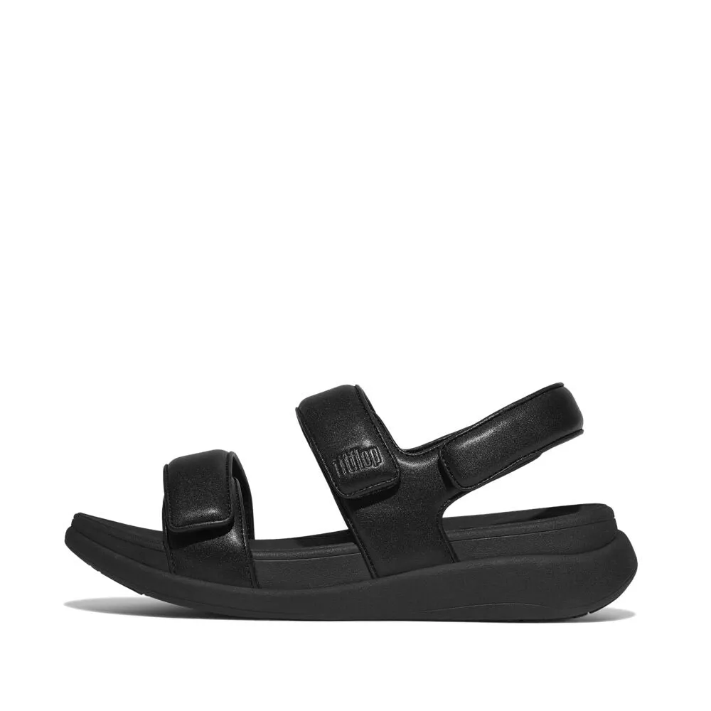 FitFlop F-Mode Go Adjustable Flatform Backstrap Sandals - All Black