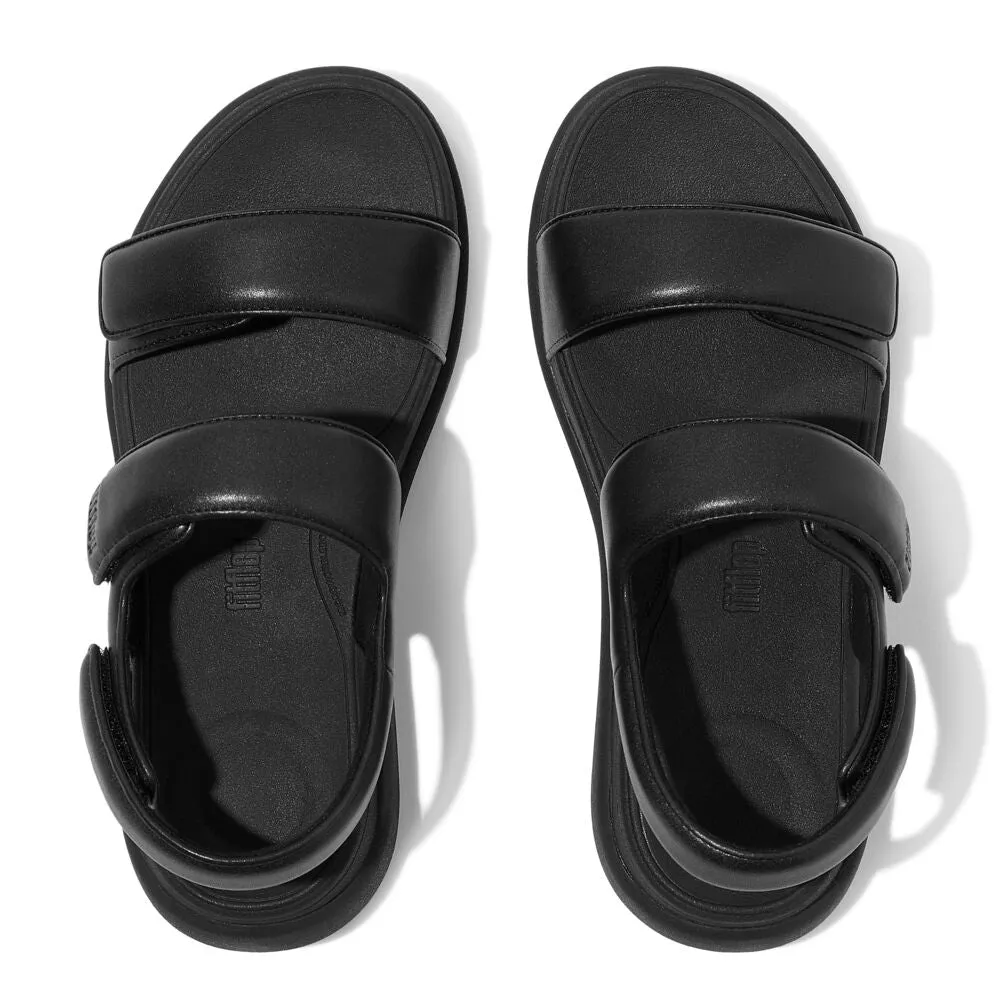 FitFlop F-Mode Go Adjustable Flatform Backstrap Sandals - All Black