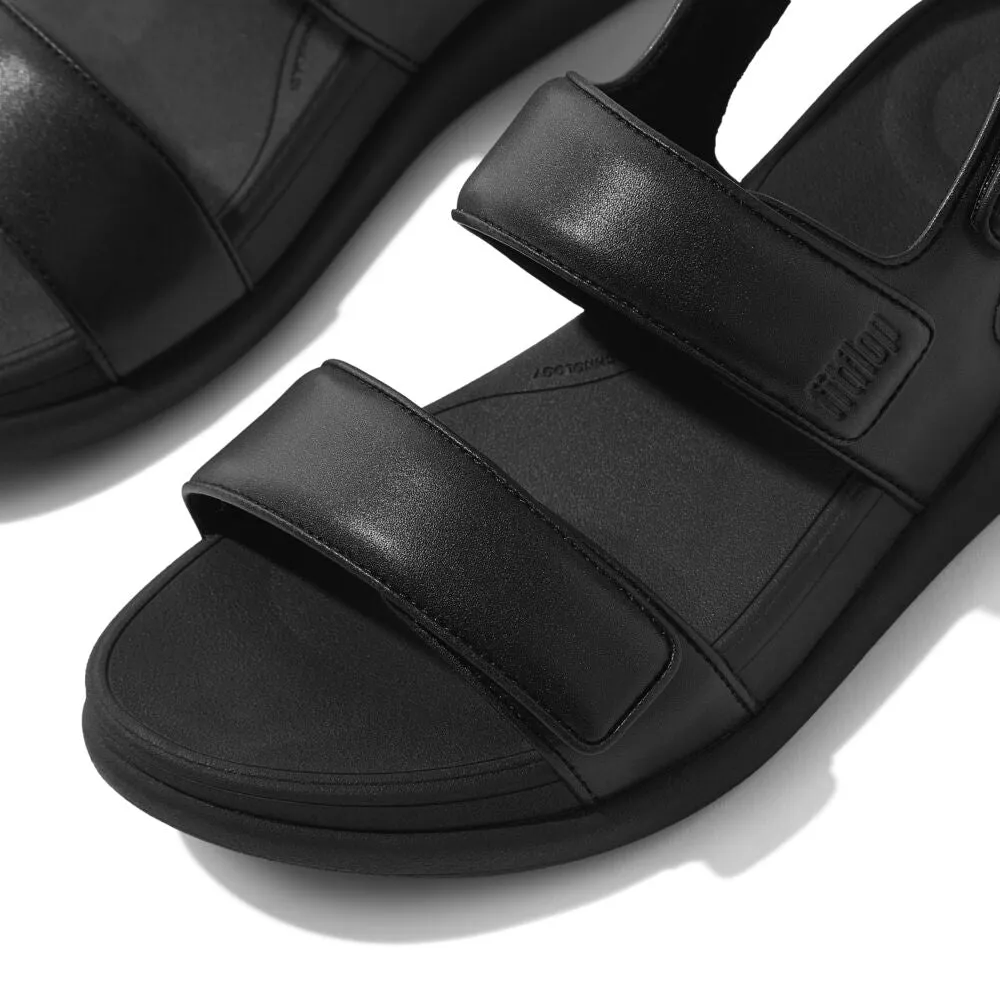 FitFlop F-Mode Go Adjustable Flatform Backstrap Sandals - All Black