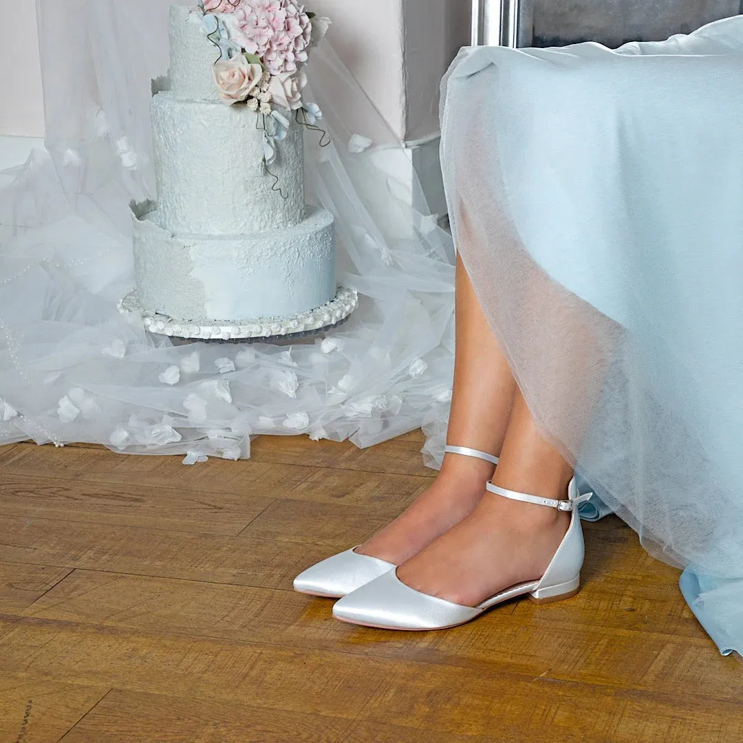 Flat Bridal Shoes in Ivory Satin, By Perfect Bridal Company, Tilly