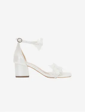 Flora Vegan Leather Floral Lace Wedding Sandals | Ivory