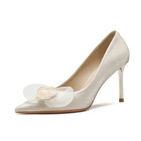 French Heels Bridal Shoes Flower Wedding Shoes High Heels Single Shoes