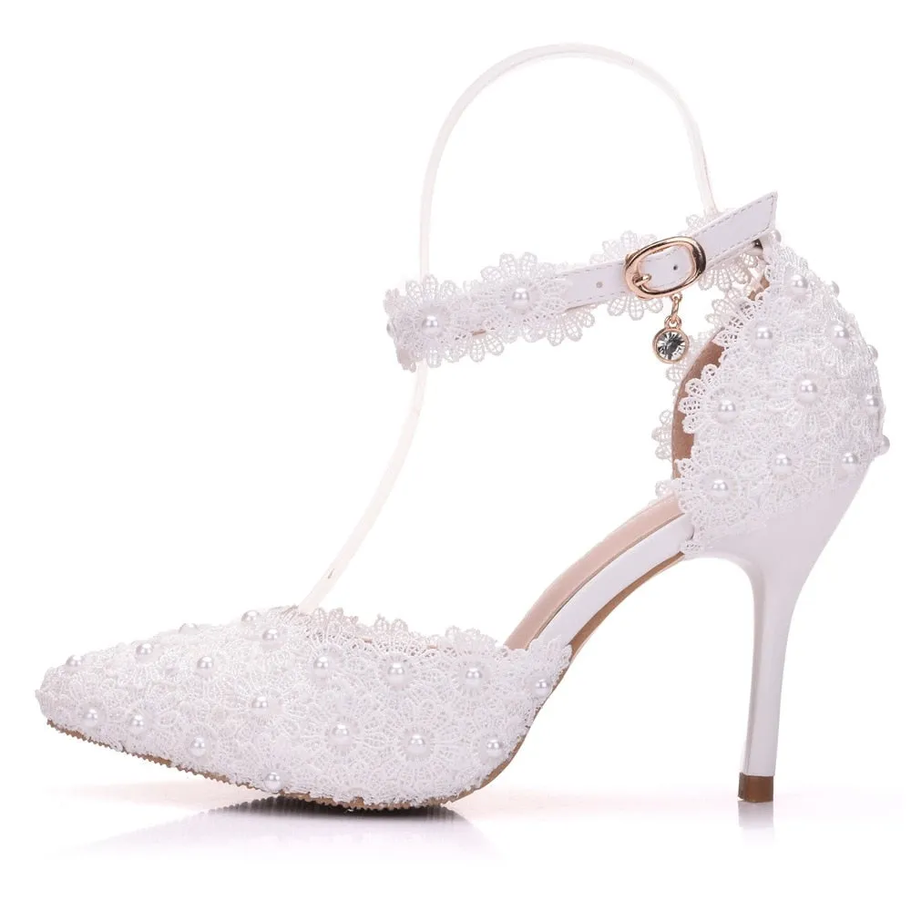 Funki Buys | Shoes | Women's Pretty Floral Lace Wedding Shoes