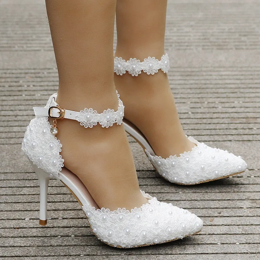 Funki Buys | Shoes | Women's Pretty Floral Lace Wedding Shoes