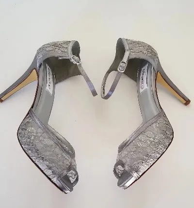 Gray Lace Bridal Shoes Grey Lace Bridesmaids Heels