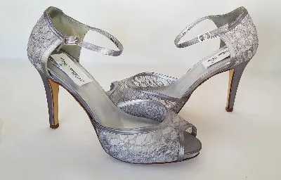 Gray Lace Bridal Shoes Grey Lace Bridesmaids Heels
