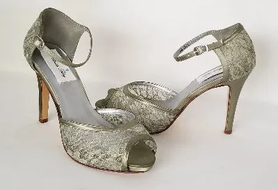 Green Lace Bridal Shoes - Green Lace Bridesmiads Shoes