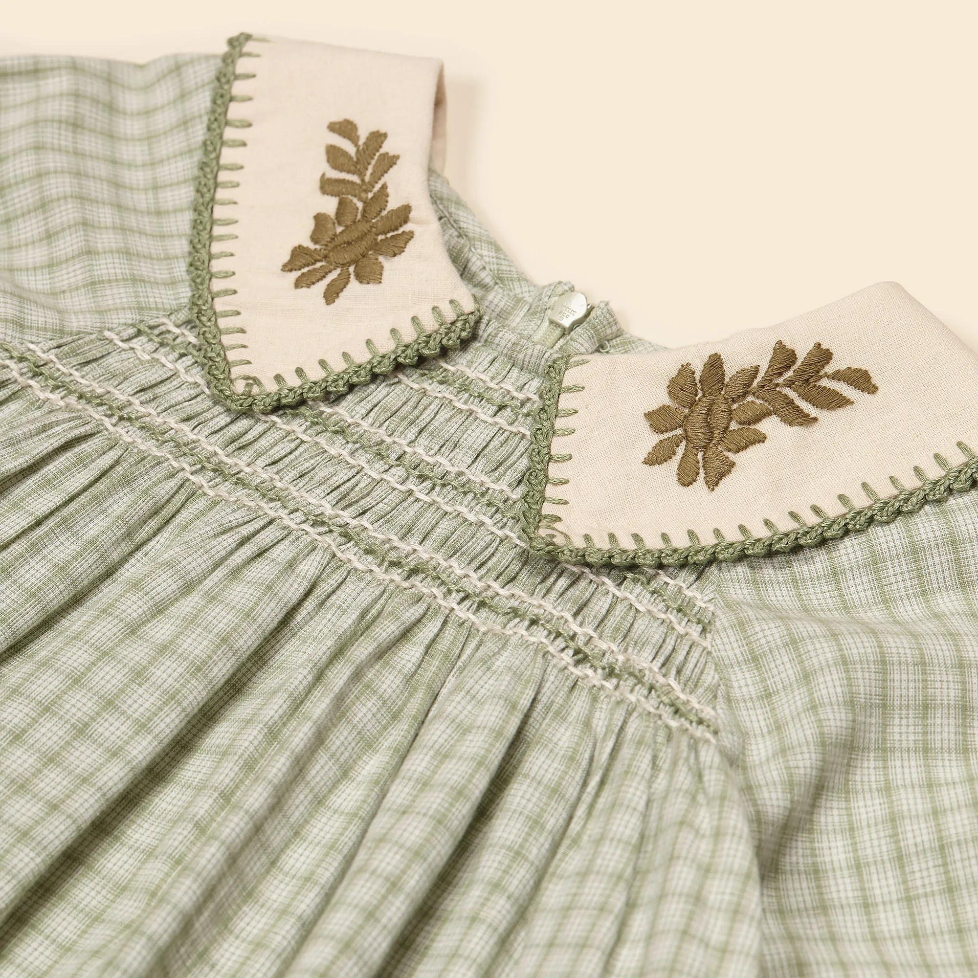 Hazel Tunic Dress, Worker Check Sage