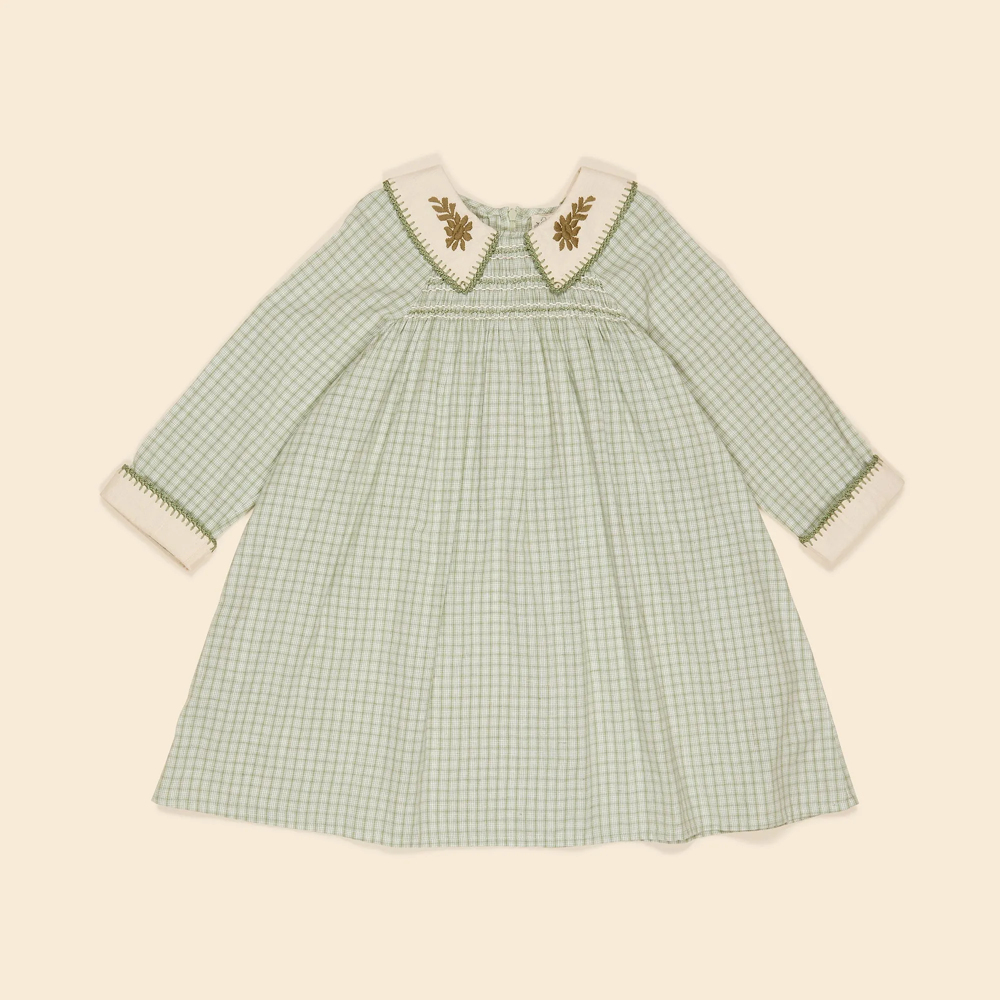 Hazel Tunic Dress, Worker Check Sage