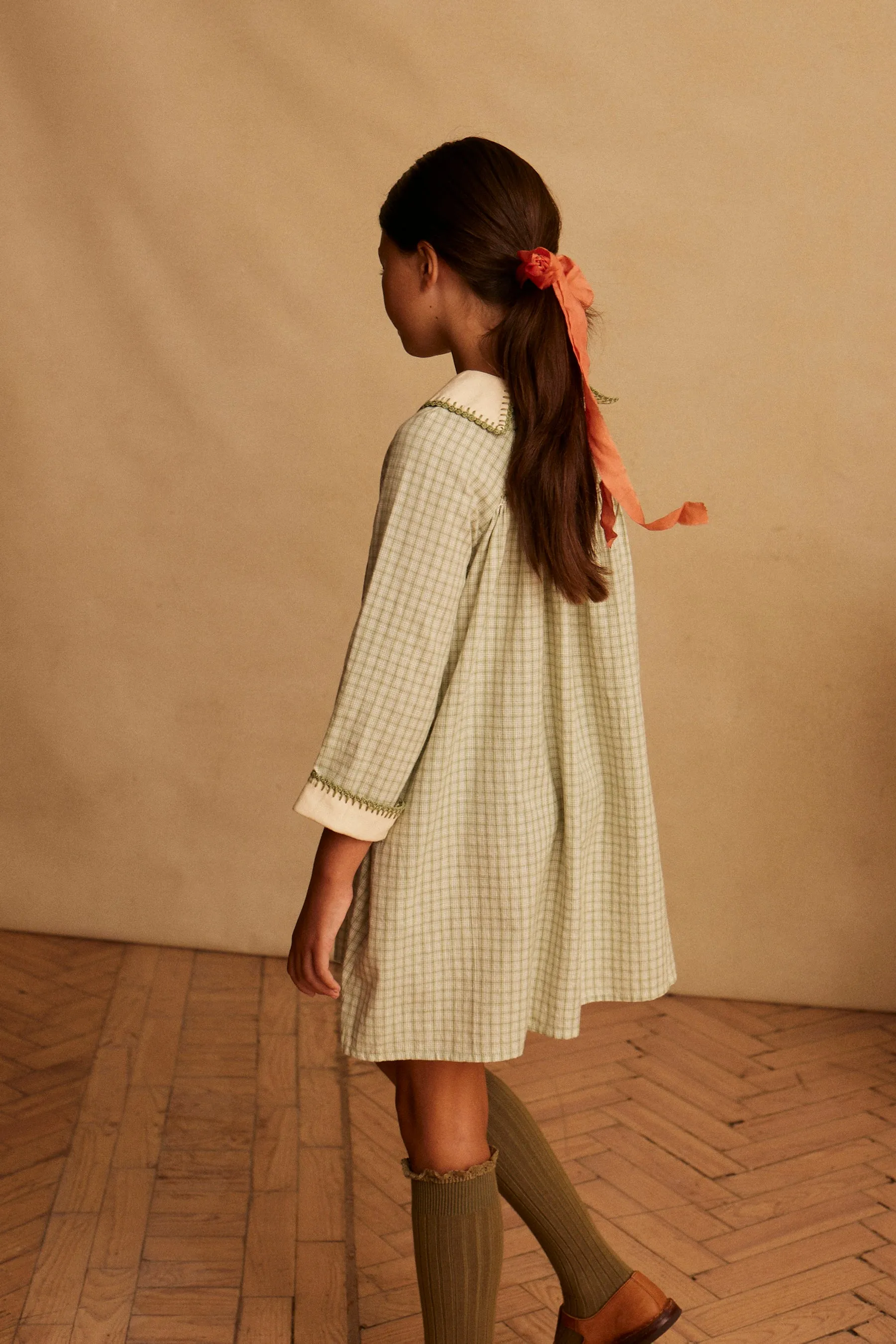 Hazel Tunic Dress, Worker Check Sage