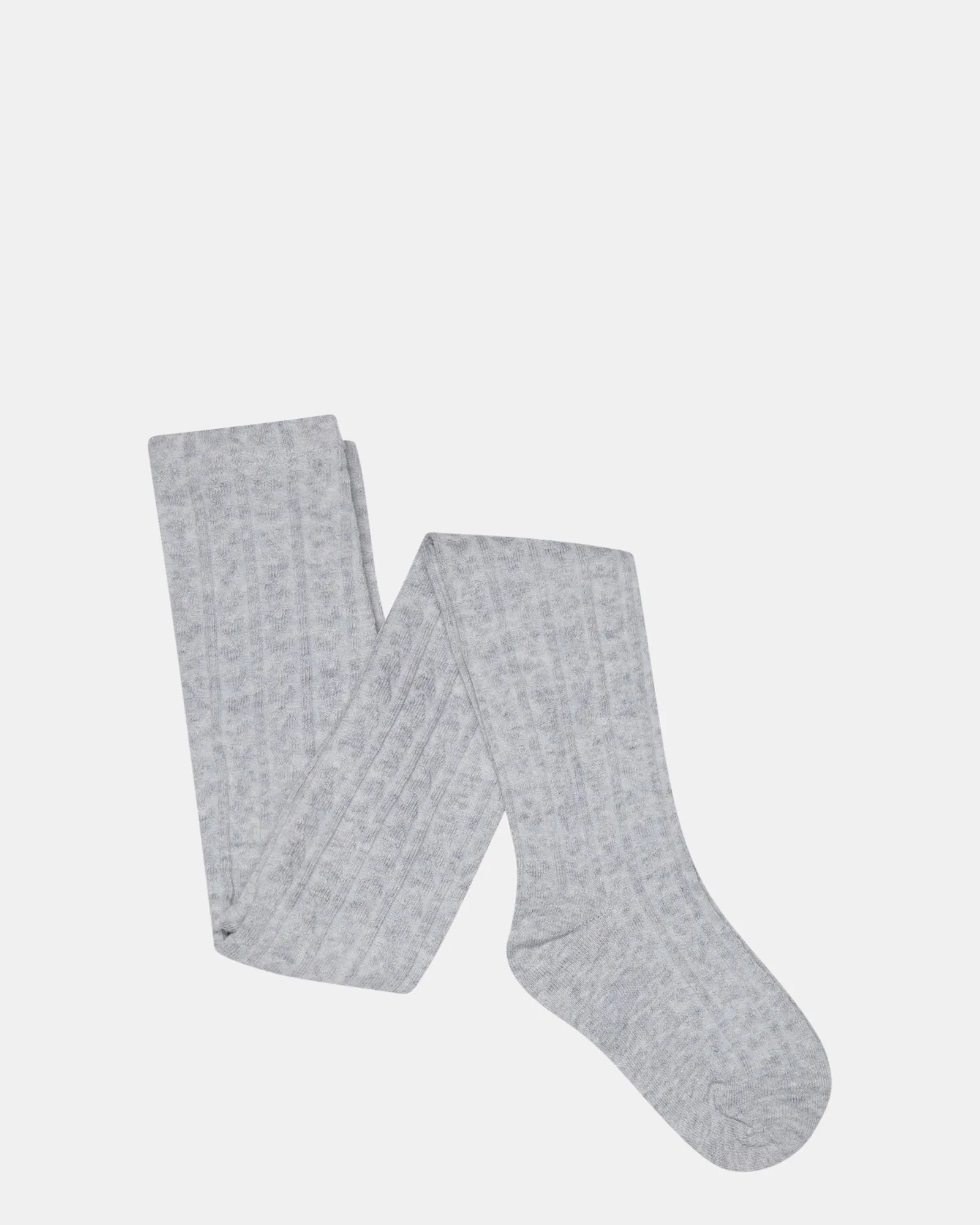 Heart Cable Cotton Tights II Light Grey