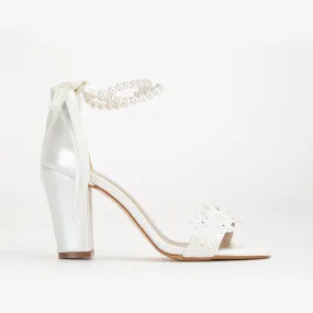 Helene - Ivory Lace Bridal Heels with Pearls