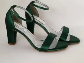 Hunter Green Wedding Shoes with Block Heel Green Bridesmaids Shoes