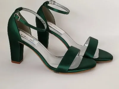 Hunter Green Wedding Shoes with Block Heel Green Bridesmaids Shoes
