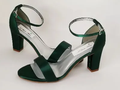 Hunter Green Wedding Shoes with Block Heel Green Bridesmaids Shoes