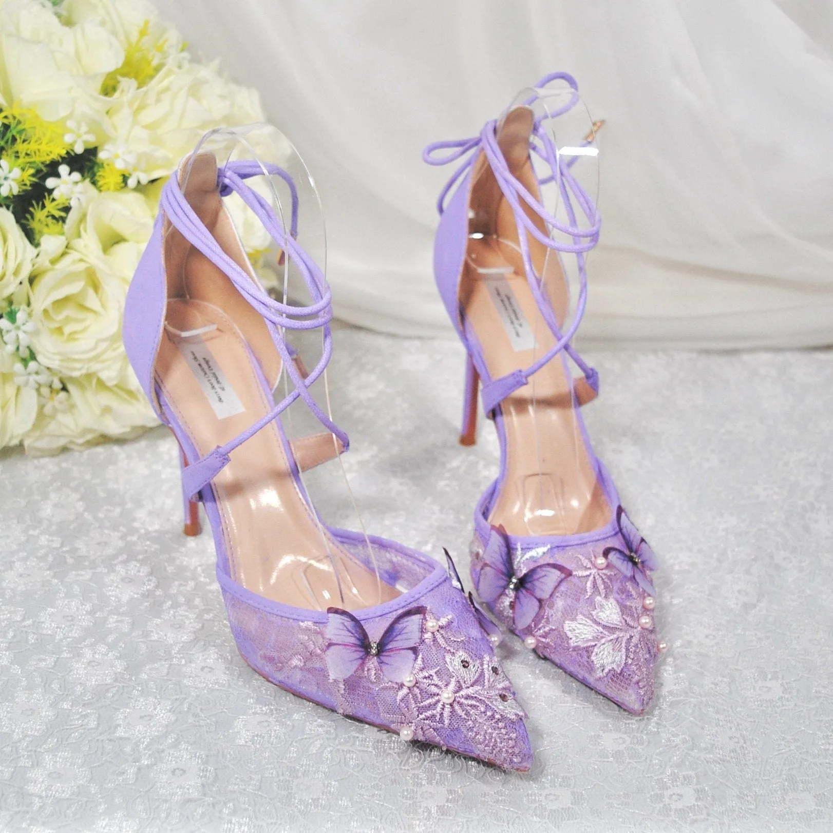 Lilac Butterfly Wedding Shoes - UK6/US8.5