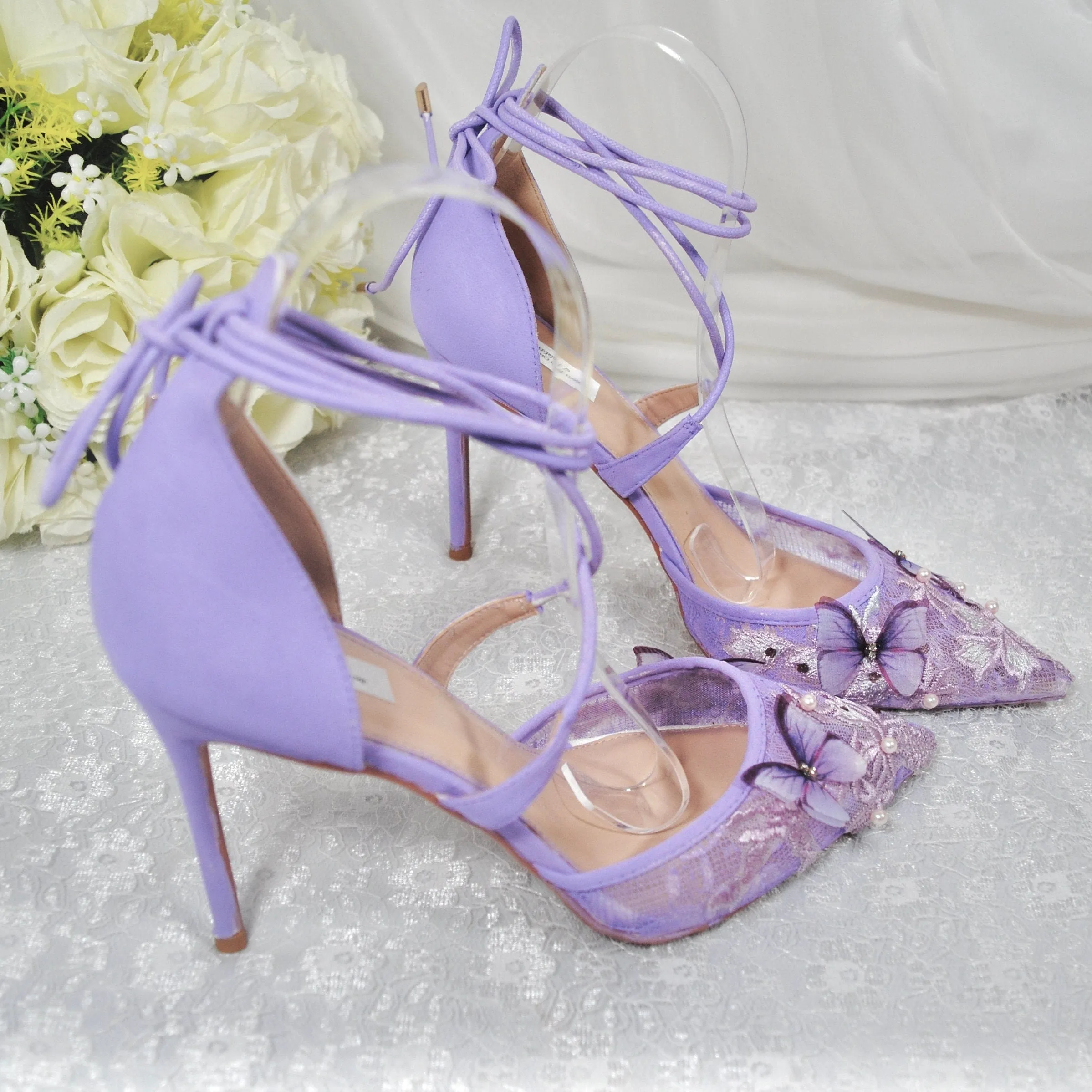 Lilac Butterfly Wedding Shoes - UK6/US8.5