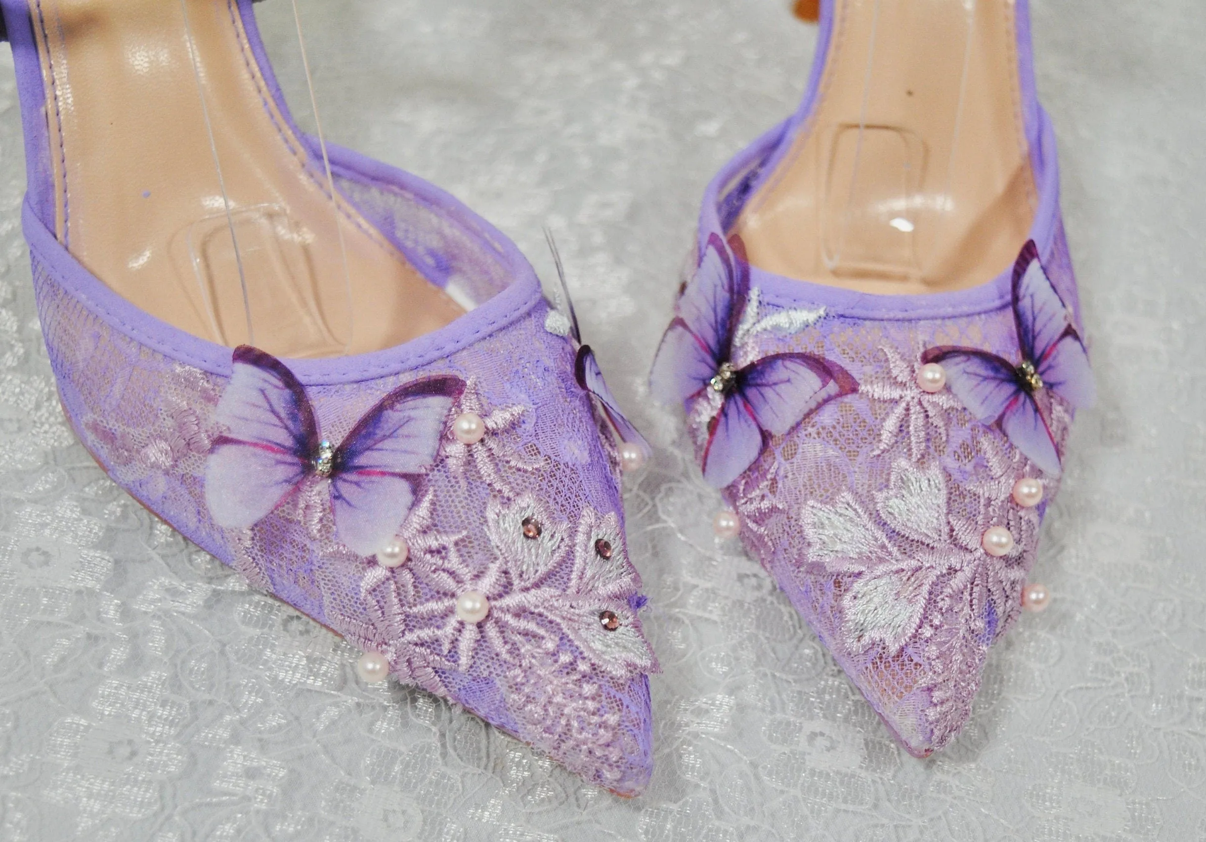 Lilac Butterfly Wedding Shoes - UK6/US8.5