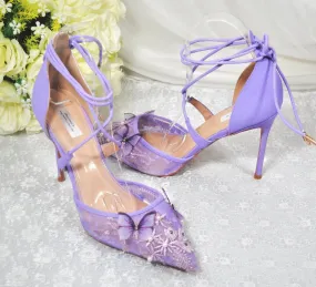 Lilac Butterfly Wedding Shoes - UK6/US8.5
