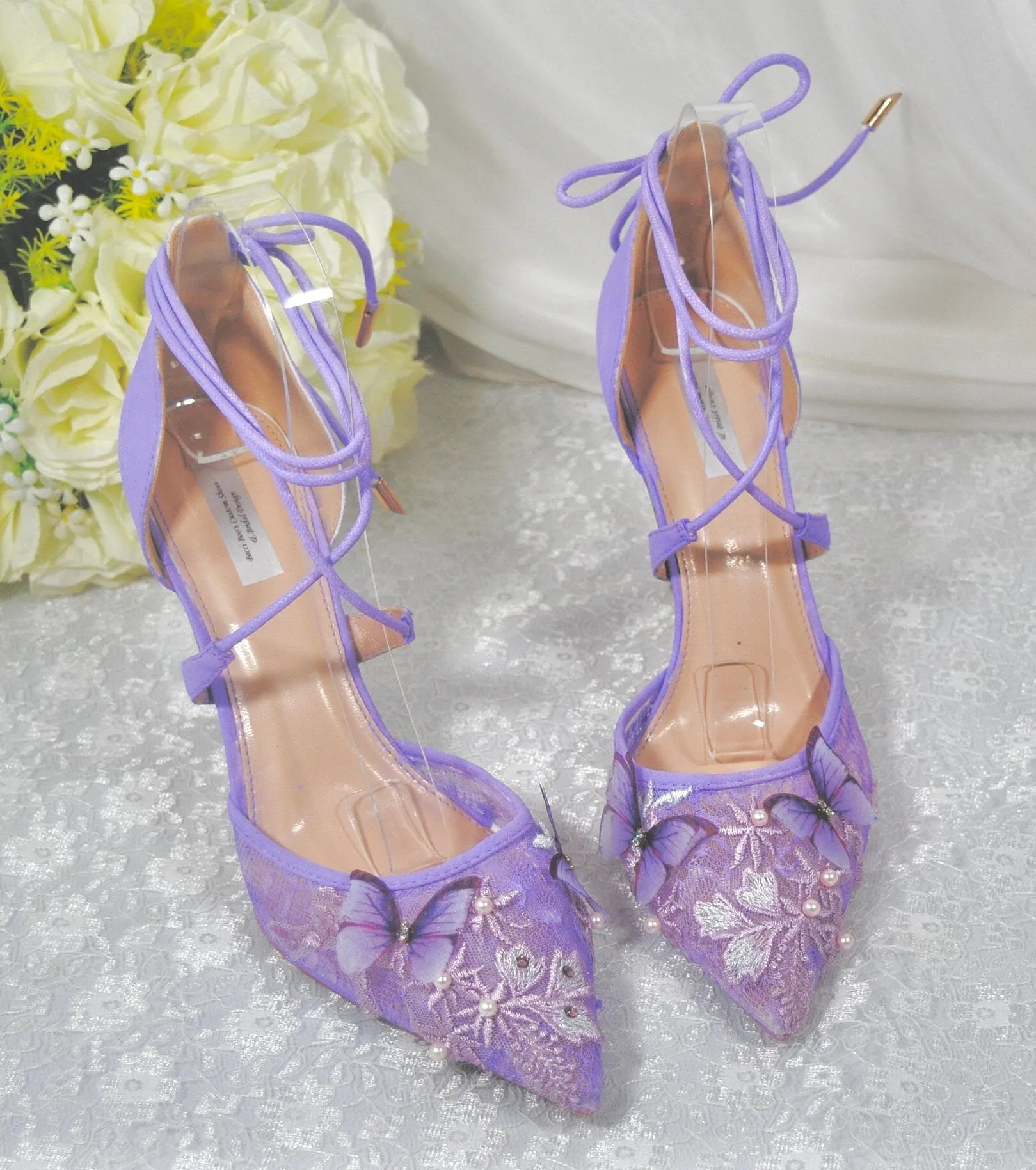 Lilac Butterfly Wedding Shoes - UK6/US8.5