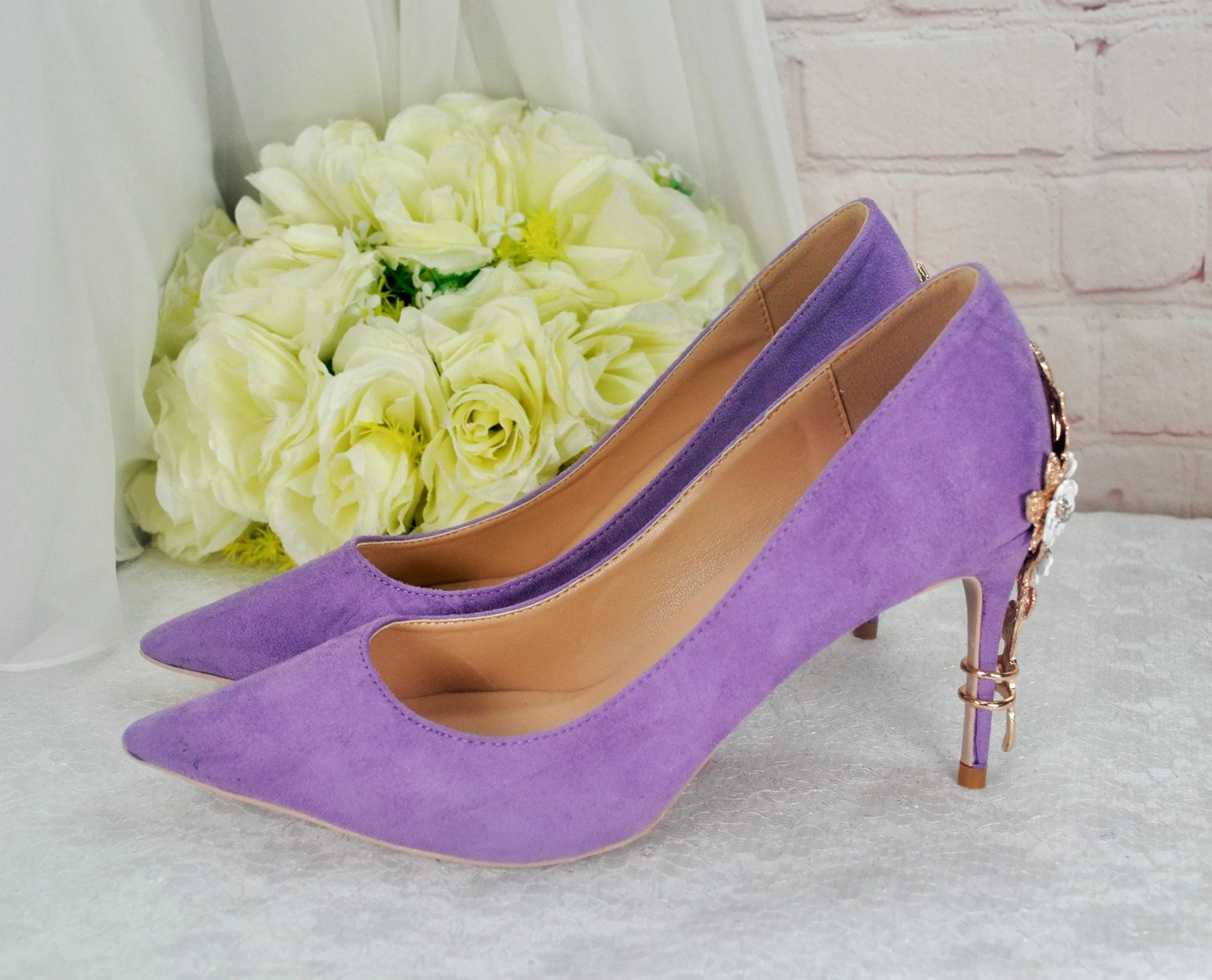 Lilac Suede 8cm Heel Wedding Shoes Size UK6/US8.5
