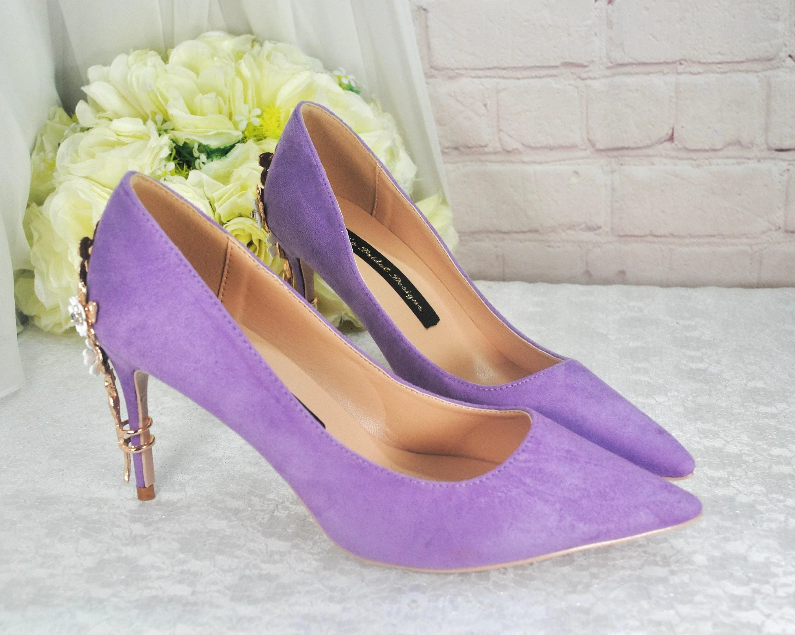 Lilac Suede 8cm Heel Wedding Shoes Size UK6/US8.5