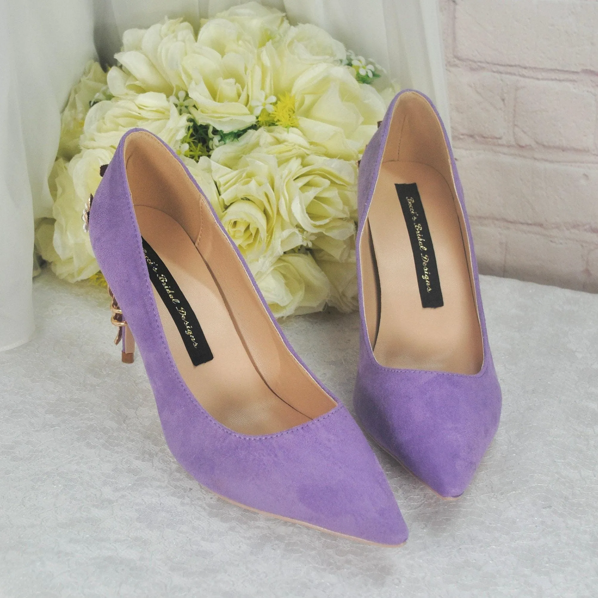 Lilac Suede 8cm Heel Wedding Shoes Size UK6/US8.5