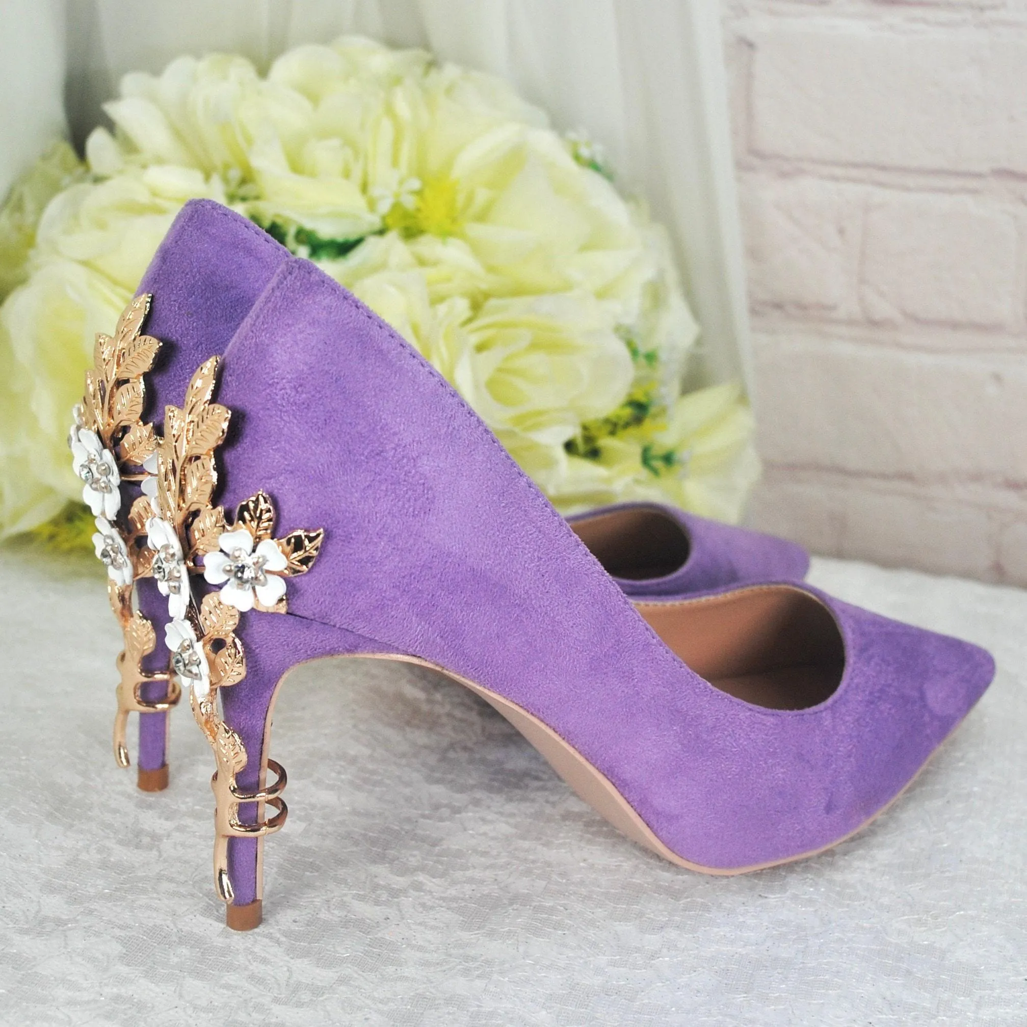 Lilac Suede 8cm Heel Wedding Shoes Size UK6/US8.5