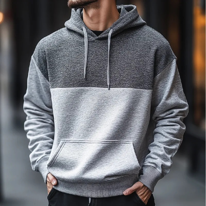 Men's Casual Outdoor Colorblock Long Sleeve Hoodie 81986473F