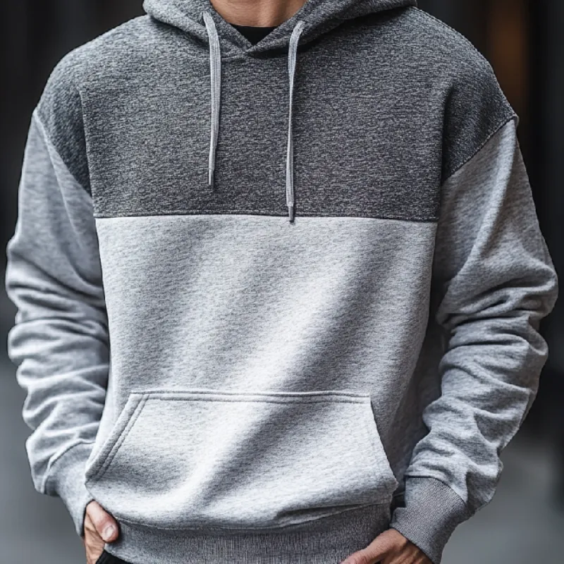 Men's Casual Outdoor Colorblock Long Sleeve Hoodie 81986473F