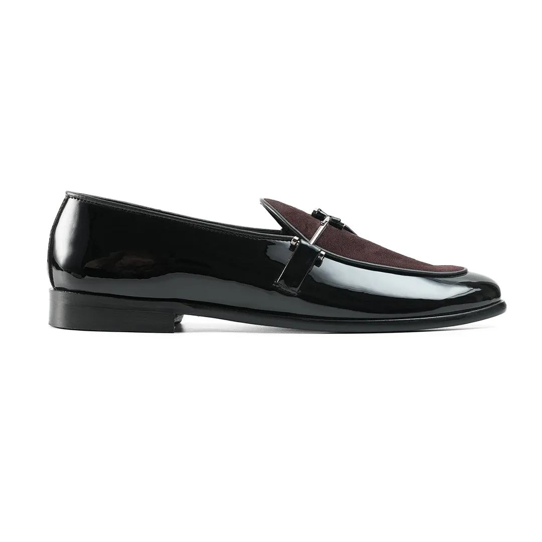 Monkstory Eclecta Glossy Side Buckle Slip Ons - Brown/Black
